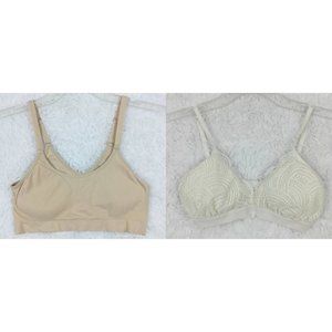 Nine West Intimates Lot Of 2 Womens Bralette Bra White Nude Wire Free Lace M New